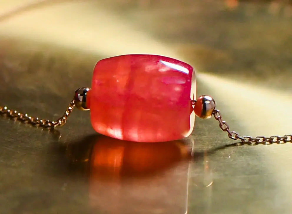 5A+ Natural Rhodochrosite Bracelets, Handmade 18k Solid Yellow Gold Bracelets, Anniversary Wedding Gift Idea, Gift for Mom - LaCorserArtJewelry