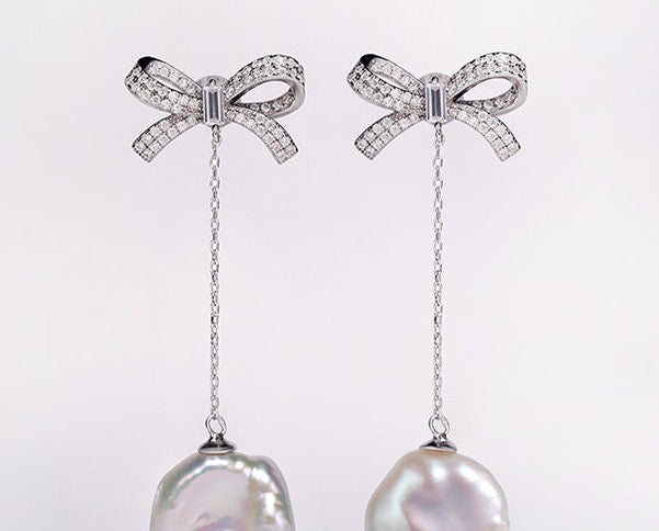 High Luster Baroque Pearl Earrings - 16mm Silver 925 Freshwater Pearl Etsy