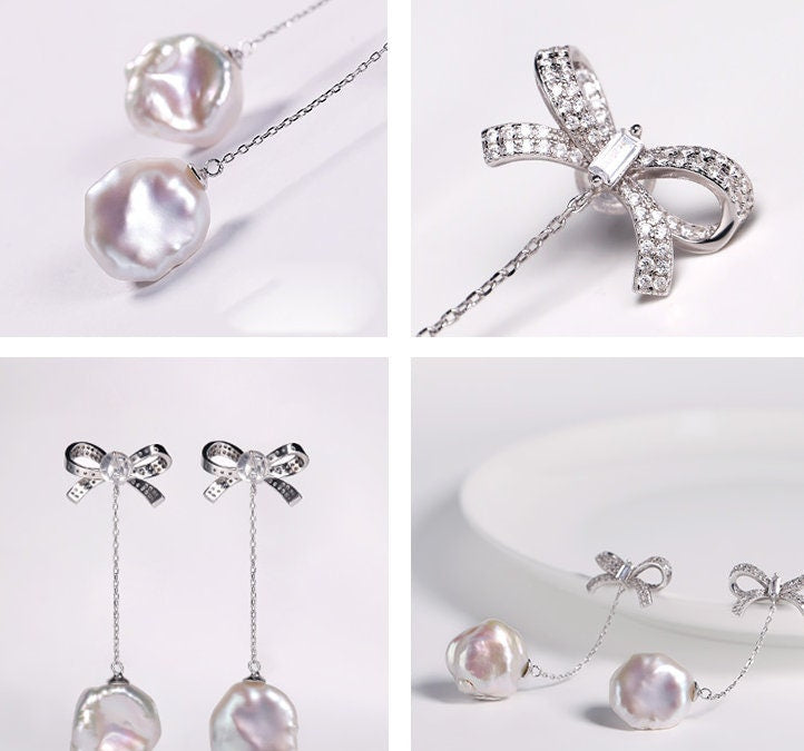 High Luster Baroque Pearl Earrings - 16mm Silver 925 Freshwater Pearl Etsy