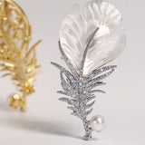 Feather Natural Freshwater White Pearl Brooch, Handmade Gold Plated Feather Brooch, Mother of Pearl, Anniversary Gift Idea, Gift for Mom Etsy