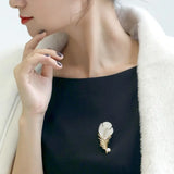 Feather Natural Freshwater White Pearl Brooch, Handmade Gold Plated Feather Brooch, Mother of Pearl, Anniversary Gift Idea, Gift for Mom Etsy