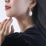 17mm Natural High Luster Baroque White Pearl Earrings, Gold Vermeil Earrings, Minimalist Earrings, Anniversary Gift Idea, Gift for Mom - LaCorserArtJewelry
