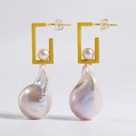 17mm Natural High Luster Baroque White Pearl Earrings, Gold Vermeil Earrings, Minimalist Earrings, Anniversary Gift Idea, Gift for Mom - LaCorserArtJewelry