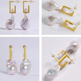 17mm Natural High Luster Baroque White Pearl Earrings, Gold Vermeil Earrings, Minimalist Earrings, Anniversary Gift Idea, Gift for Mom - LaCorserArtJewelry