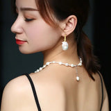 17mm Natural High Luster Baroque White Pearl Earrings, Gold Vermeil Earrings, Minimalist Earrings, Anniversary Gift Idea, Gift for Mom - LaCorserArtJewelry
