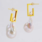 17mm Natural High Luster Baroque White Pearl Earrings, Gold Vermeil Earrings, Minimalist Earrings, Anniversary Gift Idea, Gift for Mom - LaCorserArtJewelry