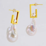 17mm Natural High Luster Baroque White Pearl Earrings, Gold Vermeil Earrings, Minimalist Earrings, Anniversary Gift Idea, Gift for Mom - LaCorserArtJewelry