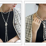 Natural High Luster Baroque Beaded Pearl Necklace, Silver 925 Handmade Long Necklace, Knitwear Necklace Anniversary Gift Idea Etsy