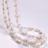 Natural High Luster Baroque Beaded Pearl Necklace, Silver 925 Handmade Long Necklace, Knitwear Necklace Anniversary Gift Idea Etsy