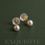 4mm Natural High Luster Pearl Handmade 18k Solid Yellow Gold White Pink Pearl Earrings, Seawater Pearl Earrings, Gift Idea Etsy