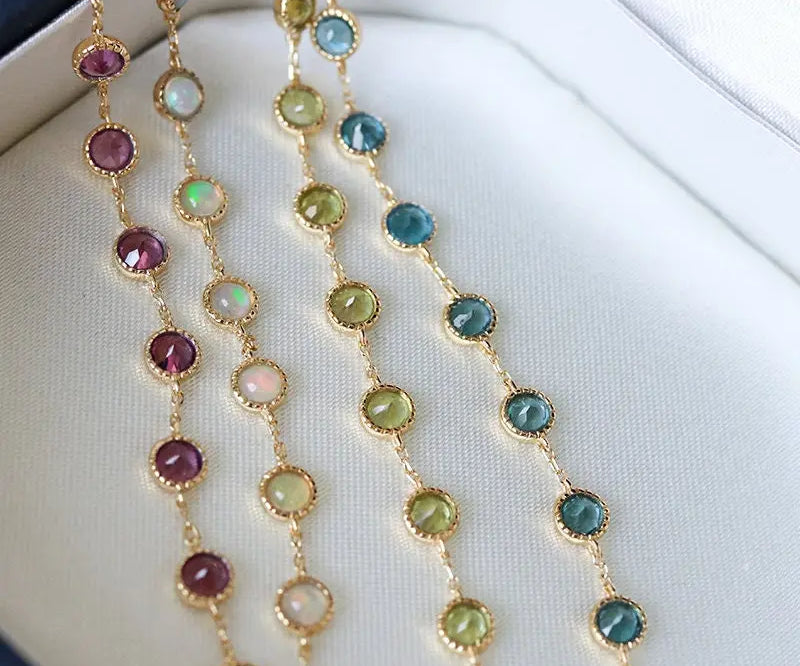 Natural Opal, Garnet, Topaz, Olivine Bracelet, 9k Yellow Gold Bracelet Etsy