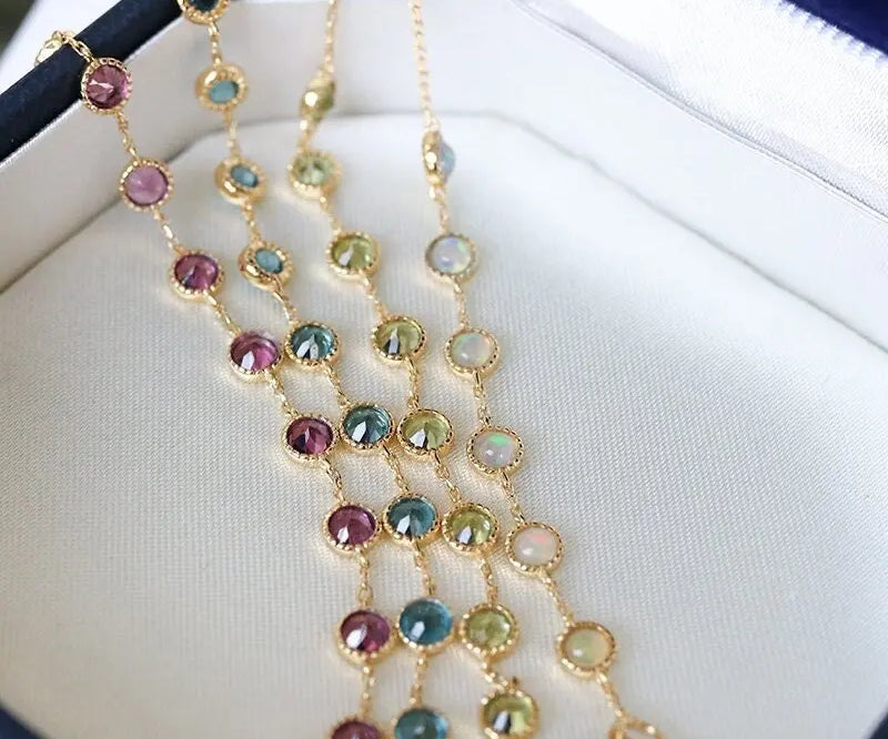 Natural Opal, Garnet, Topaz, Olivine Bracelet, 9k Yellow Gold Bracelet Etsy