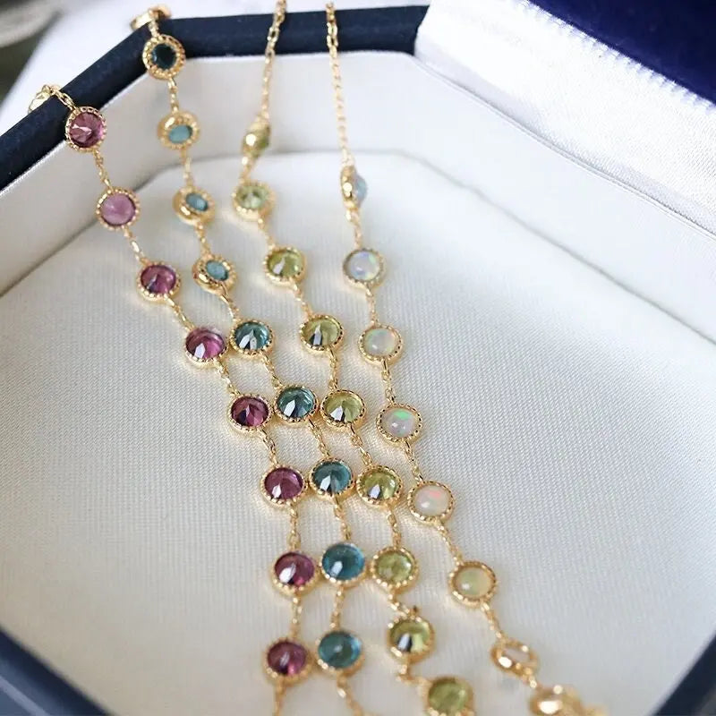 Natural Opal, Garnet, Topaz, Olivine Bracelet, 9k Yellow Gold Bracelet Etsy