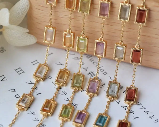 Natural Amethyst, Topaz, Olivine, Garnet, Citrine, Crystal Bracelet, 18K Gold Vermail Bracelet Retro Jewelry Etsy