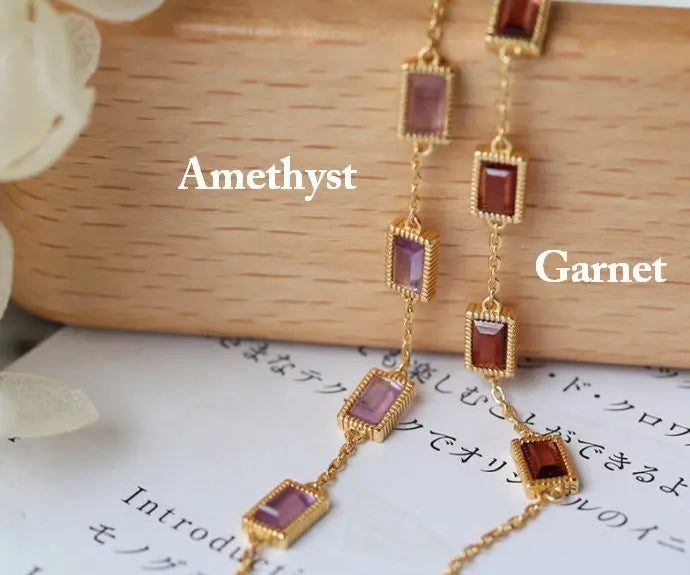 Natural Amethyst, Topaz, Olivine, Garnet, Citrine, Crystal Bracelet, 18K Gold Vermail Bracelet Retro Jewelry Etsy