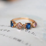 Amethyst  Blue Spinel Stackable Ring - 18K Yellow Gold Etsy