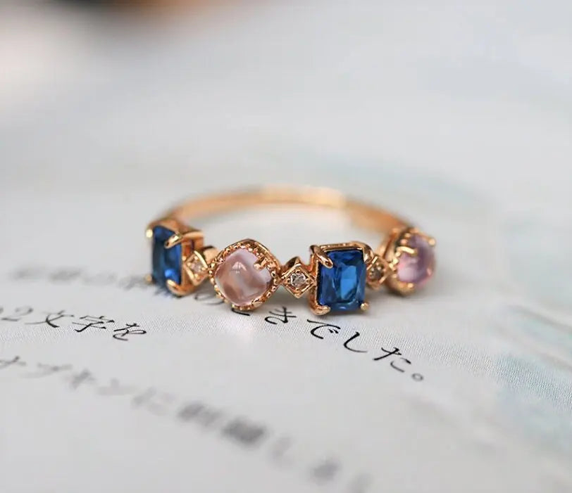 Amethyst  Blue Spinel Stackable Ring - 18K Yellow Gold Etsy