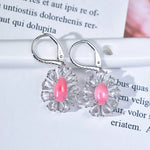 Queen Conch Pearl & White Diamond Marquise Cut Earrings 18K Solid White Gold Flower Earrings (Customize), Strombus Gigas, Flamed Pink Pearl - LaCorserArtJewelry