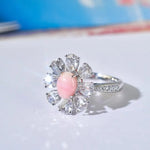 Queen Conch Pearl & White Diamond Pear Cut Ring 18K Solid White Gold Ring (Customize), Strombus Gigas, Flamed Pink Pearl Etsy