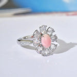 Queen Conch Pearl & White Diamond Pear Cut Ring 18K Solid White Gold Ring (Customize), Strombus Gigas, Flamed Pink Pearl Etsy