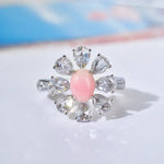 Queen Conch Pearl & White Diamond Pear Cut Ring 18K Solid White Gold Ring (Customize), Strombus Gigas, Flamed Pink Pearl Etsy