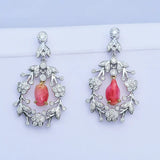 Queen Conch Pearl & White Diamond Earrings 18K Solid White Gold Wreath Flower Earrings (Customize), Strombus Gigas, Flamed Pink Pearl Etsy