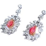 Queen Conch Pearl & White Diamond Earrings 18K Solid White Gold Wreath Flower Earrings (Customize), Strombus Gigas, Flamed Pink Pearl Etsy