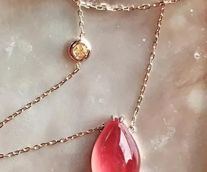 Natural Argentina Rhodochrosite & Yellow Necklace 18K Rose Gold Etsy
