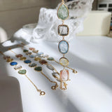 Natural Actinolite Tourmalinated Rutilated Quartz Bracelet, Handmade 18k Gold Vermail Bracelet, Anniversary Gift Idea Retro Jewelry - LaCorserArtJewelry