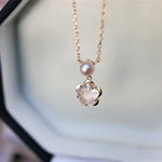 Sakura Pink Quartz & Pearl Earrings, Handmade 18K Solid Yellow Gold Open Earrings, Anniversary Gift Idea, Jewelry Set, Retro Fine Jewelry - LaCorserArtJewelry