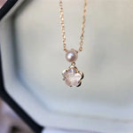 Sakura Pink Quartz & Pearl Jewelry Set, Handmade 18K Solid Yellow Gold Open Necklace, Anniversary Gift Idea, Jewelry Set, Retro Fine Jewelry Etsy