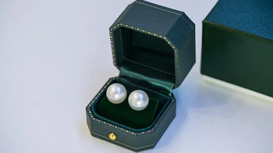 Viridian Velvet Leather Earrings Box, Hexagon Ring Box, Handmade from Japan, Engagement & Wedding Set Elegant Keepsake Box - LaCorserArtJewelry
