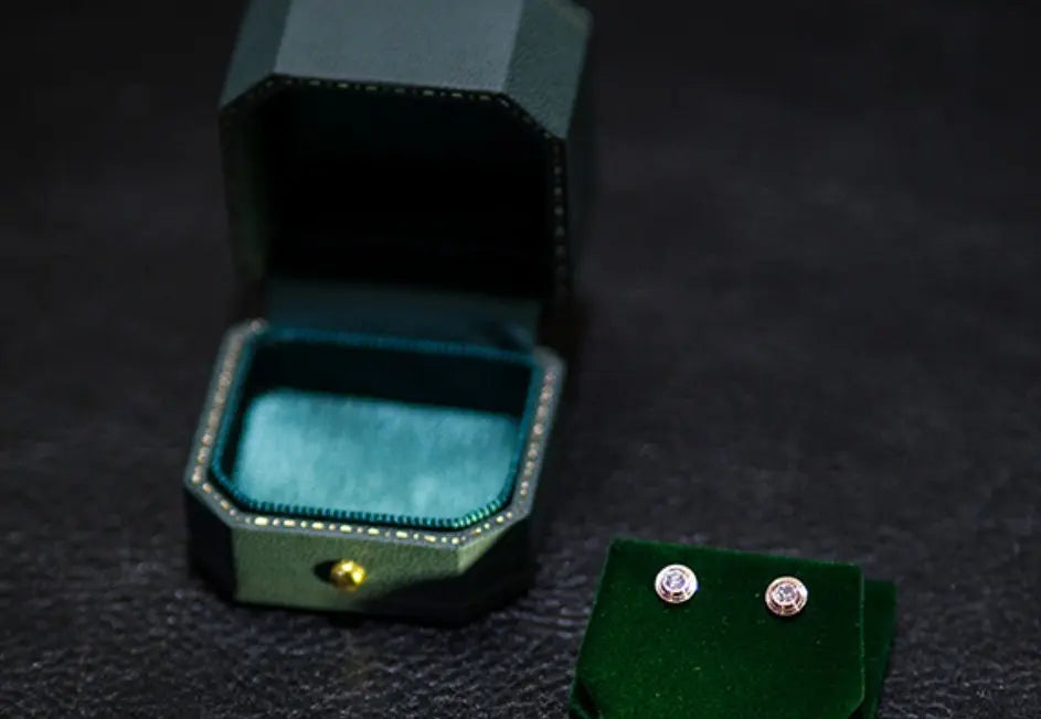 Viridian Velvet Leather Earrings Box, Hexagon Ring Box, Handmade from Japan, Engagement & Wedding Set Elegant Keepsake Box Etsy