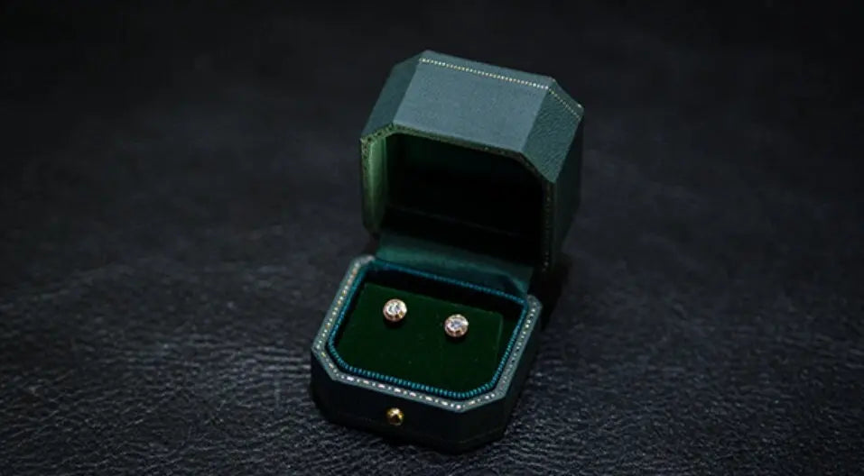 Viridian Velvet Leather Earrings Box, Hexagon Ring Box, Handmade from Japan, Engagement & Wedding Set Elegant Keepsake Box Etsy