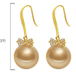 11mm Natural Golden South Sea Pearl Earrings, 18K Solid Champagne Gold Earrings, Bowknot Earring, Seawater Pearl Earrings, Gift for Mom Etsy