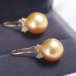 11mm Natural Golden South Sea Pearl Earrings, 18K Solid Champagne Gold Earrings, Bowknot Earring, Seawater Pearl Earrings, Gift for Mom Etsy