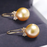 11mm Natural Golden South Sea Pearl Earrings, 18K Solid Champagne Gold Earrings, Bowknot Earring, Seawater Pearl Earrings, Gift for Mom Etsy