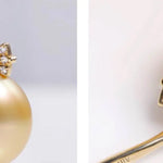 11mm Natural Golden South Sea Pearl Earrings, 18K Solid Champagne Gold Earrings, Bowknot Earring, Seawater Pearl Earrings, Gift for Mom Etsy