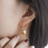 11mm Natural Golden South Sea Pearl Earrings, 18K Solid Champagne Gold Earrings, Bowknot Earring, Seawater Pearl Earrings, Gift for Mom Etsy