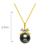 11mm Tahitian Black Pearl & Diamond Necklace, 18K Yellow Gold Etsy