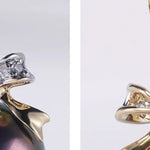11mm Tahitian Black Pearl & Diamond Necklace, 18K Yellow Gold Etsy