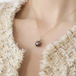 11mm Tahitian Black Pearl & Diamond Necklace, 18K Yellow Gold Etsy
