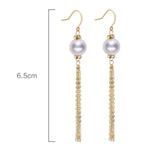 9mm Japan Akoya Pearl Earrings - 18K Gold Tassel Design Etsy