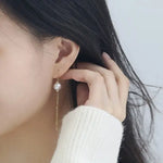 9mm Japan Akoya Pearl Earrings - 18K Gold Tassel Design Etsy
