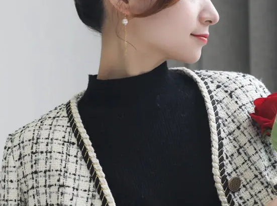 9mm Japan Akoya Pearl Earrings - 18K Gold Tassel Design Etsy