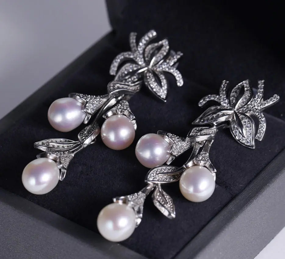 4A+ High Luster Pearl 8mm Handmade 925 Silver White Pink Pearl Earrings, Freshwater Pearl Earrings, Diamond Earrings, Gift for Mom Etsy