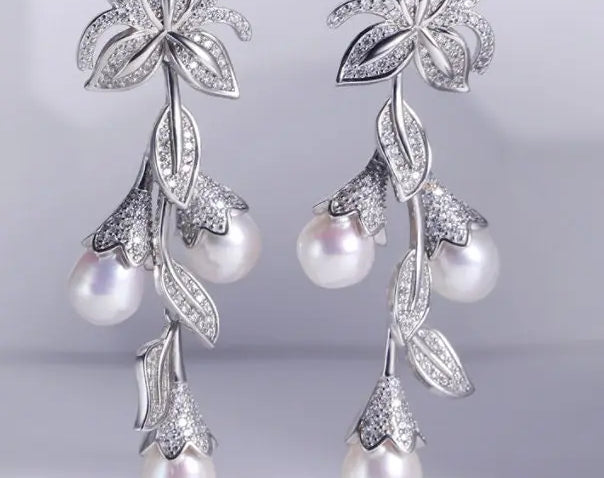 4A+ High Luster Pearl 8mm Handmade 925 Silver White Pink Pearl Earrings, Freshwater Pearl Earrings, Diamond Earrings, Gift for Mom Etsy