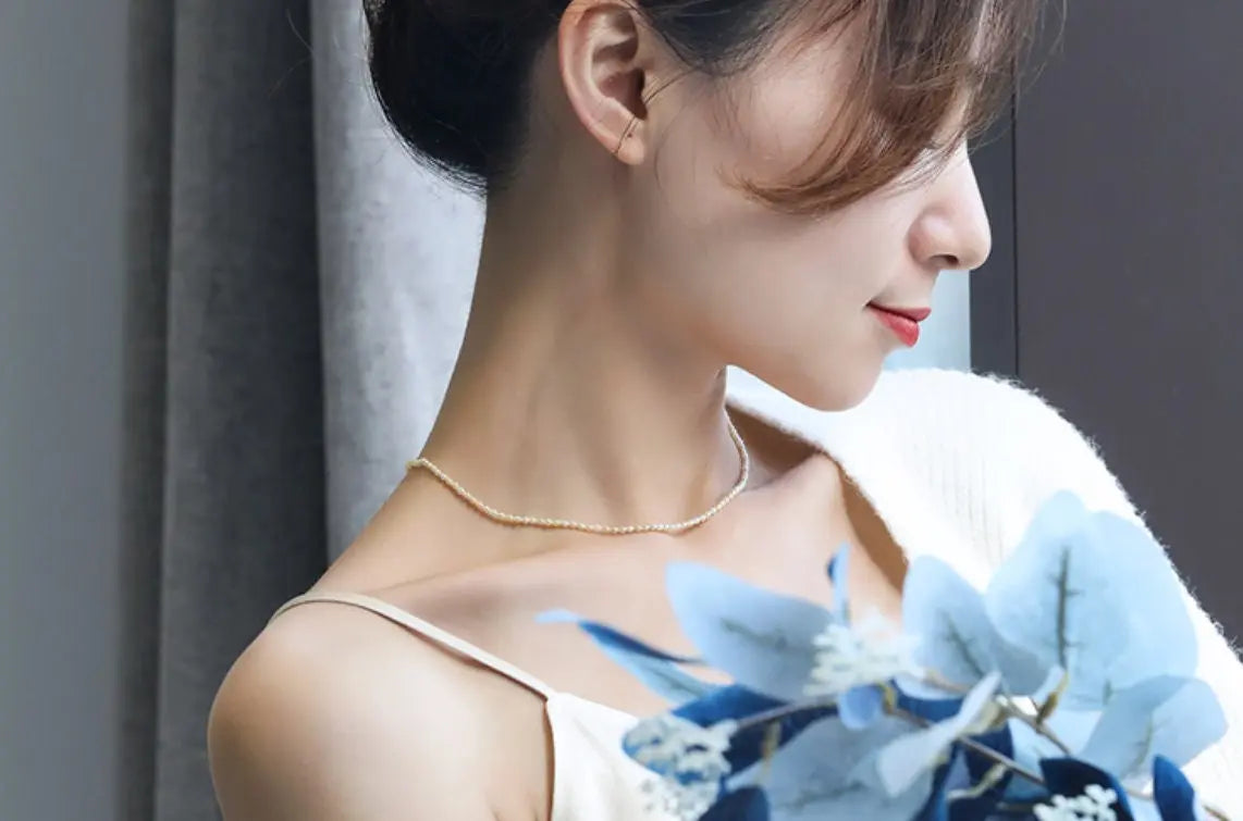 3mm Natural Akoya Baby Pearl Necklace, Handmade 18k Solid Yellow Gold Golden Baby Pearl Necklace, Colorful Baby Pearl Beaded Choker Etsy