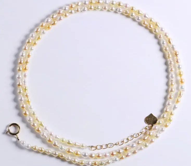 3mm Natural Akoya Baby Pearl Necklace, Handmade 18k Solid Yellow Gold Golden Baby Pearl Necklace, Colorful Baby Pearl Beaded Choker Etsy