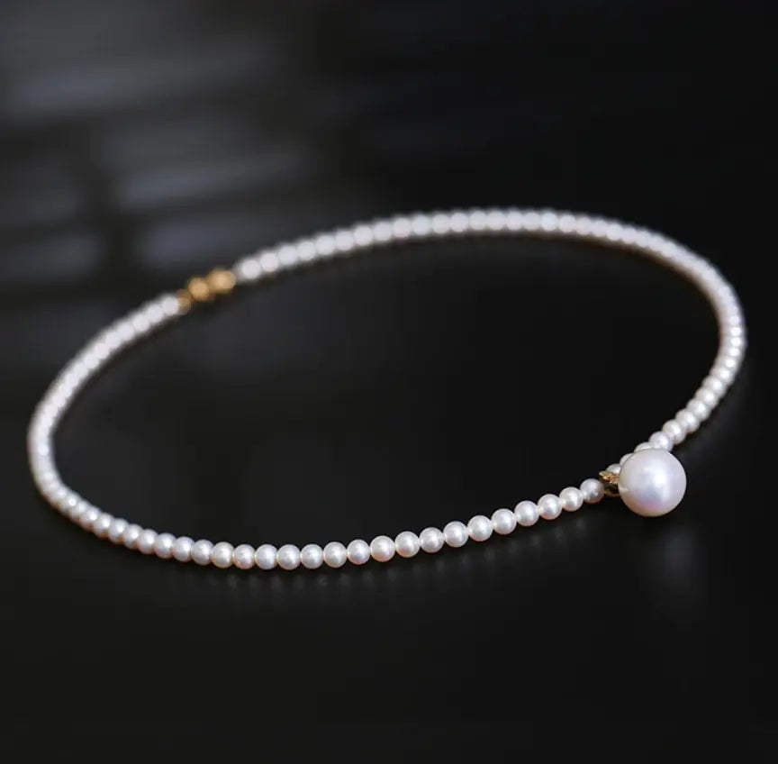 12mm Freshwater White Pink Pearl Strand Chokers - 14K Yellow Gold Etsy